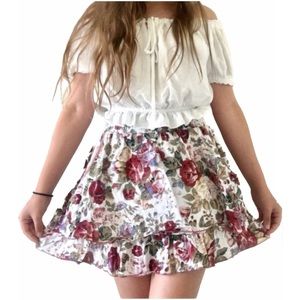 💋Xhilaration Layered Tea Party Floral Print Elastic Waist Skirt